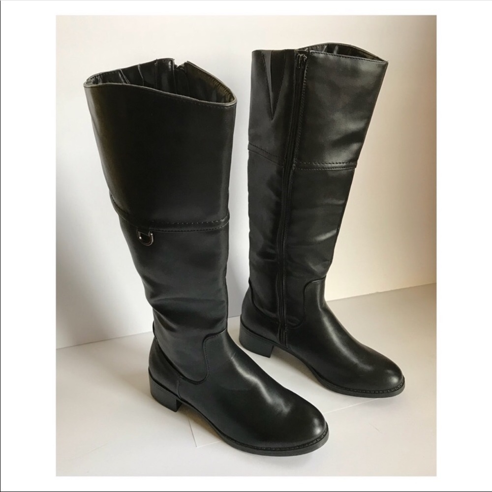 NWOB Black Leather Riding Boots SZ 6.5